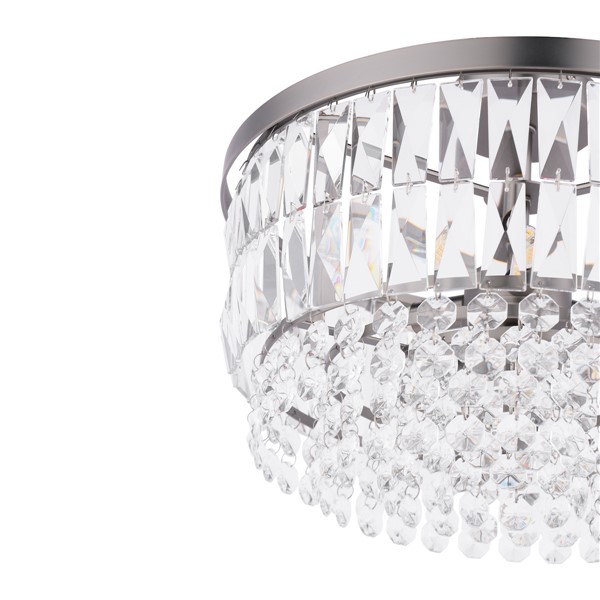(image for) Laura Ashley Rhosill 3 Light Semi-Flush Crystal and Aged Pewter